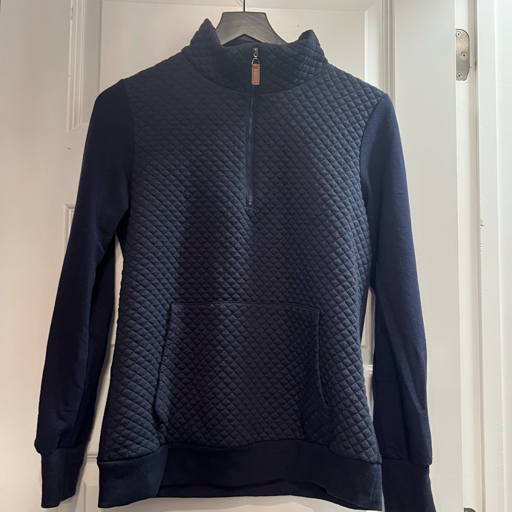 Navy Quilted Pullover Sweater